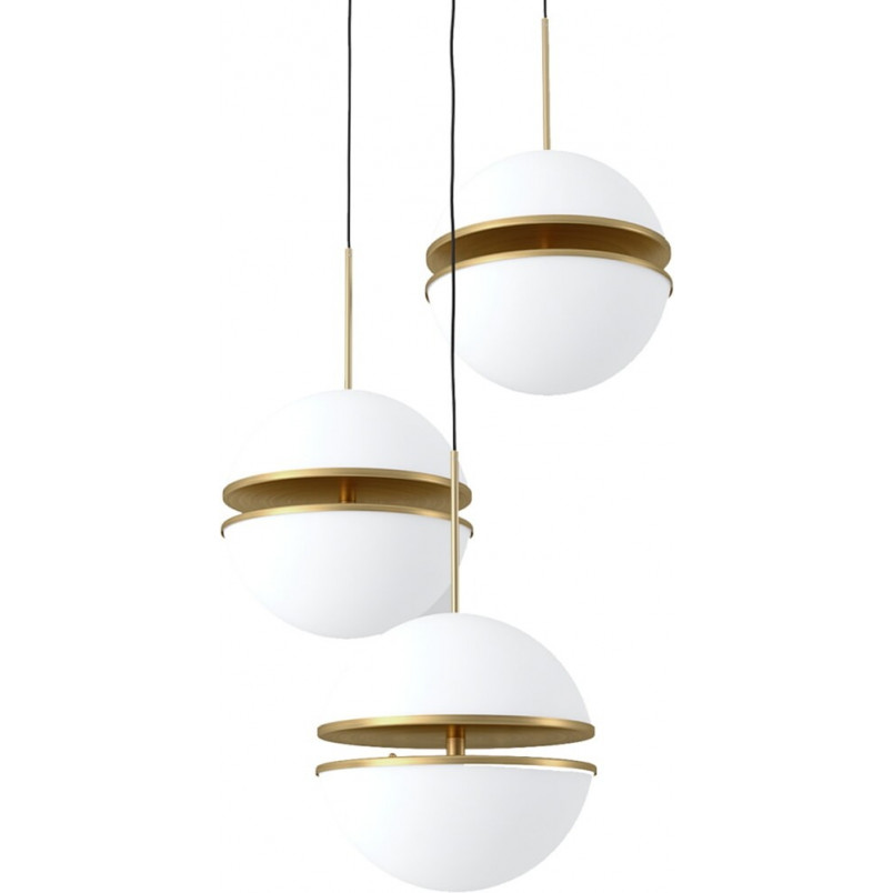 Lampa wisząca szklana Sfera III | Biało-złota | Step