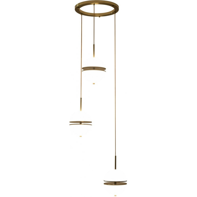 Lampa wisząca szklana Sfera III | Biało-złota | Step