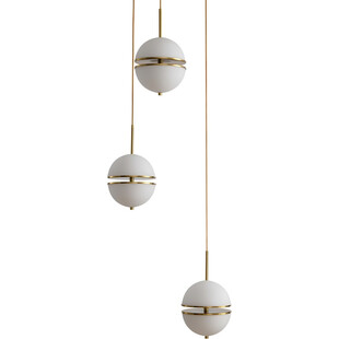 Lampa wisząca szklana Sfera III | Biało-złota | Step
