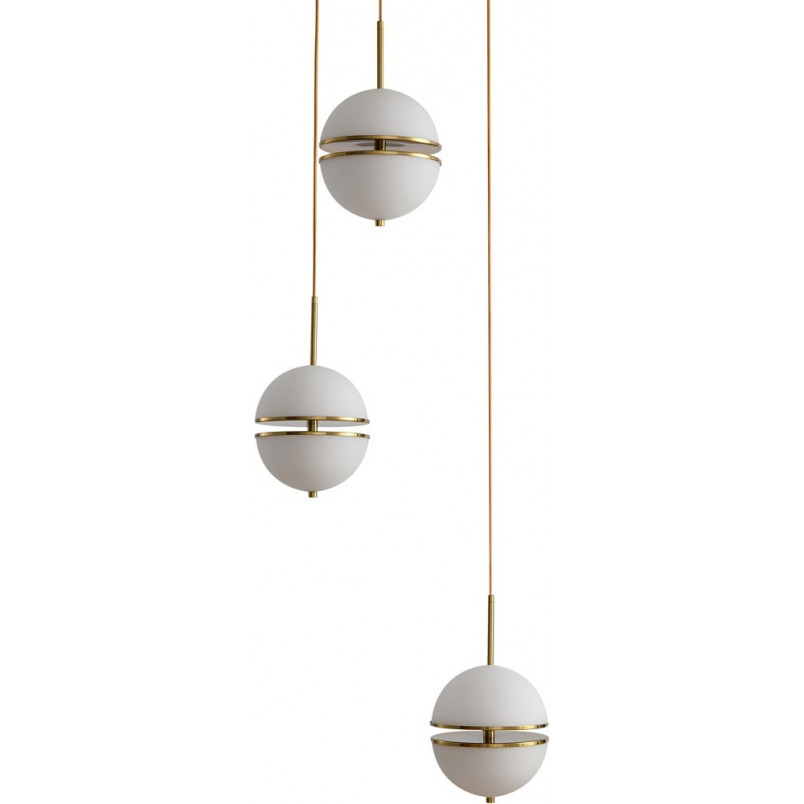 Lampa wisząca szklana Sfera III | Biało-złota | Step