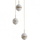 Lampa wisząca szklana Sfera III | Biało-złota | Step