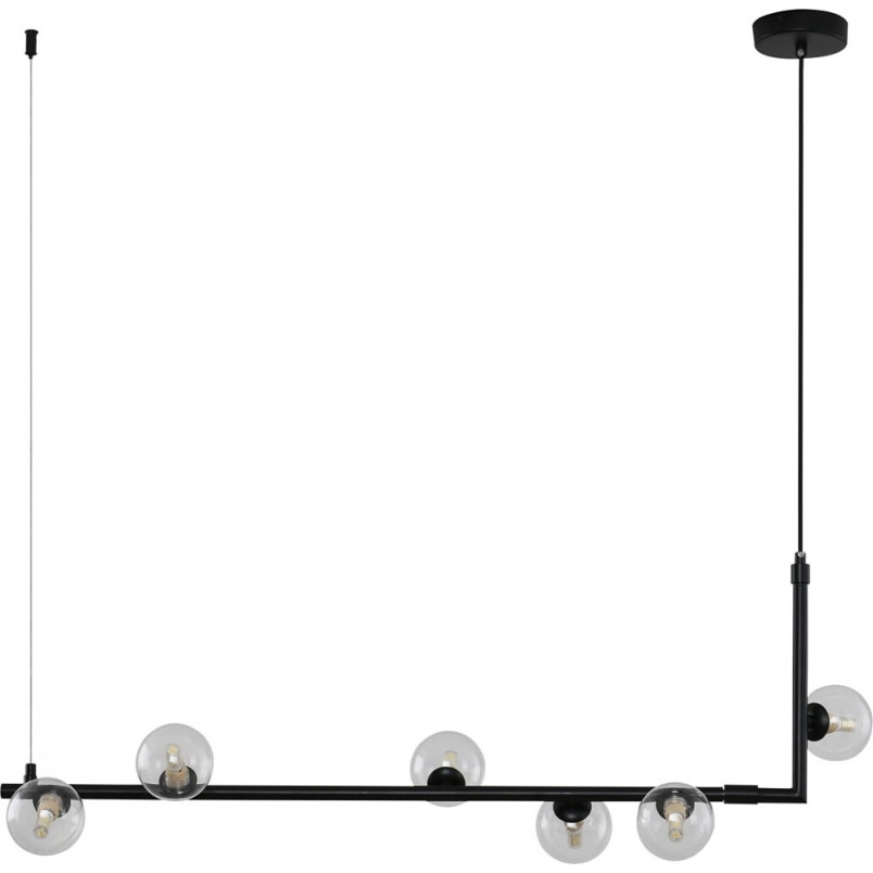 Lampa wisząca Simply | Szklane kule, czarno-przezroczysta | Step Design