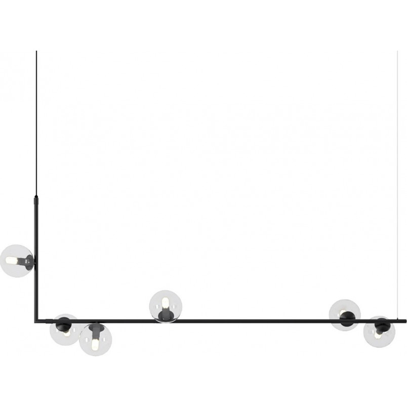 Lampa wisząca Simply | Szklane kule, czarno-przezroczysta | Step Design