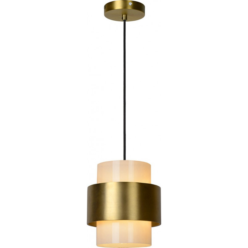 Lampa wisząca Firmin | Szkło opal / mosiądz | Lucide