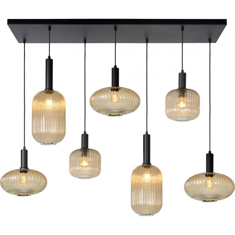 Lampa wisząca Lucide Maloto | 7 punktów, szkło bursztynowe