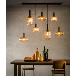 Lampa wisząca Lucide Maloto | 7 punktów, szkło bursztynowe