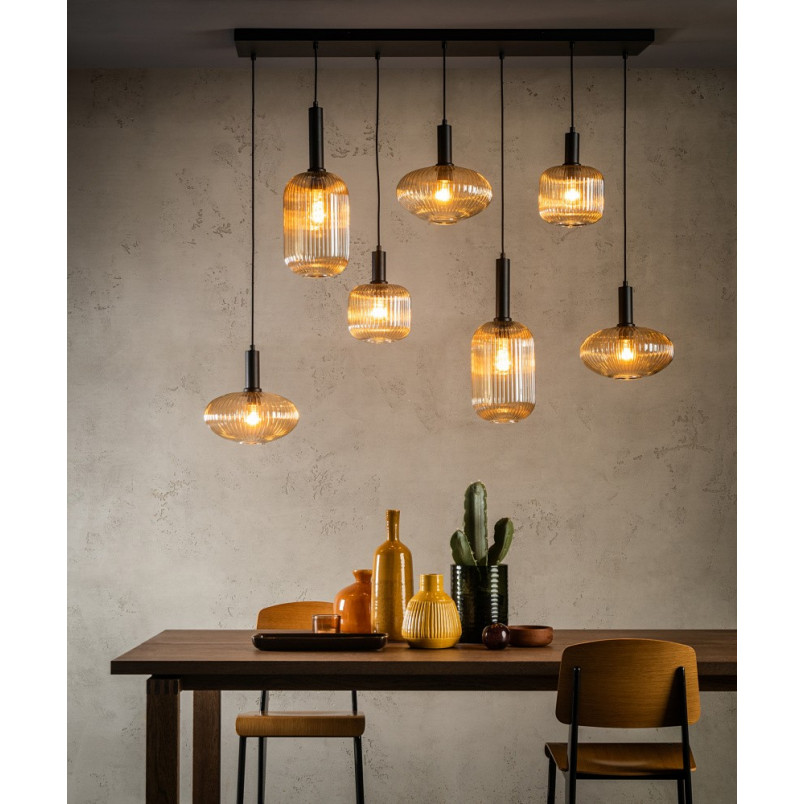 Lampa wisząca Lucide Maloto | 7 punktów, szkło bursztynowe