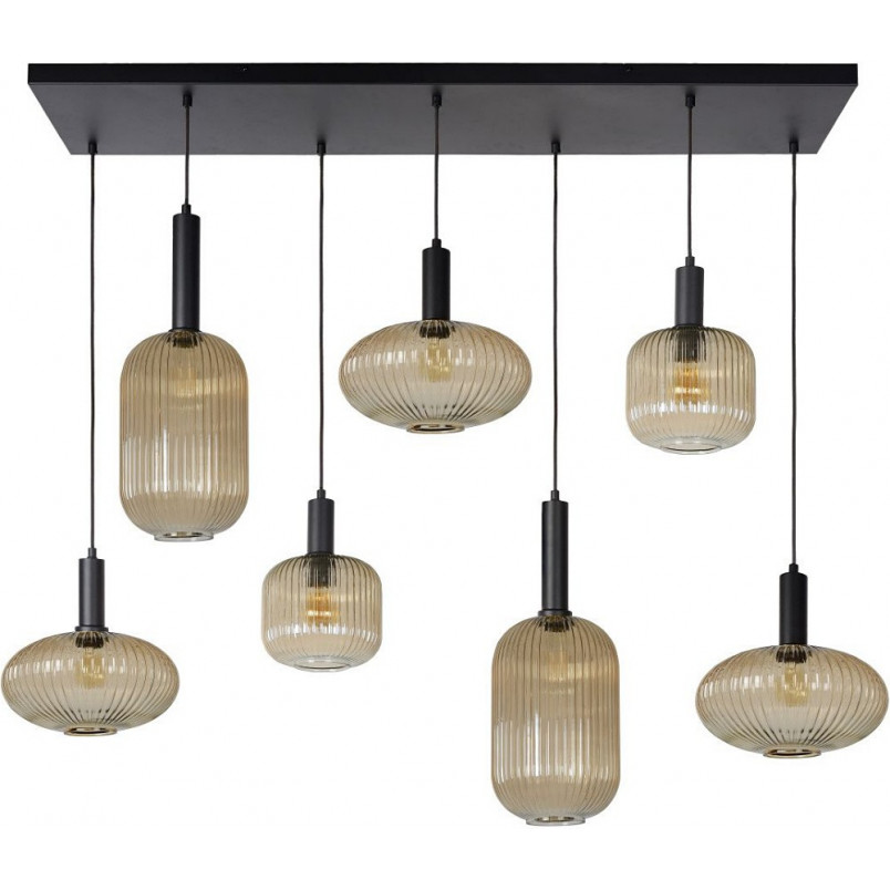 Lampa wisząca Lucide Maloto | 7 punktów, szkło bursztynowe