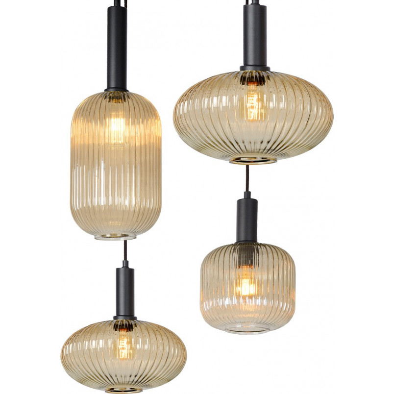 Lampa wisząca Lucide Maloto | 7 punktów, szkło bursztynowe