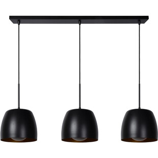 Lampa wisząca Nolan | 3 punkty, czarna | Lucide