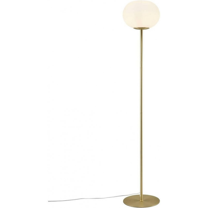 Lampa podłogowa Alton - szklana kula biała / mosiądz | Nordlux