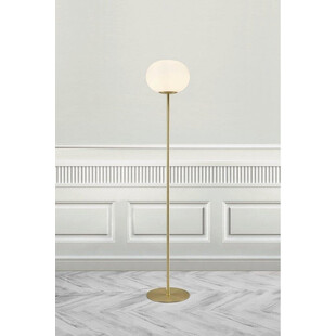 Lampa podłogowa Alton - szklana kula biała / mosiądz | Nordlux