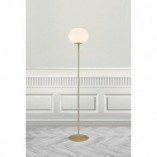 Lampa podłogowa Alton - szklana kula biała / mosiądz | Nordlux