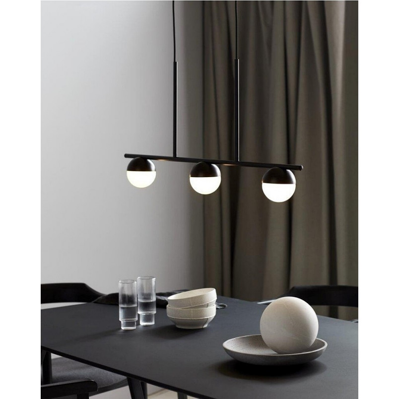 Lampa wisząca Nordlux Contina III | Szklane kule | Czarno-biała 90cm