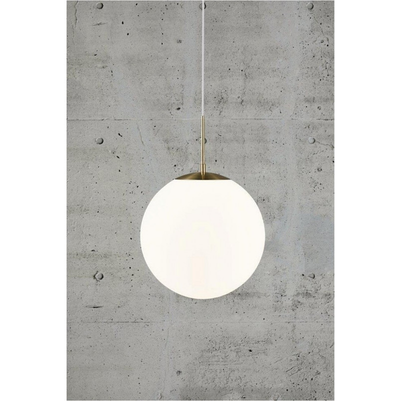 Lampa wisząca Grant Nordlux - szklana kula, biało-mosiężna | Sklep z lampami