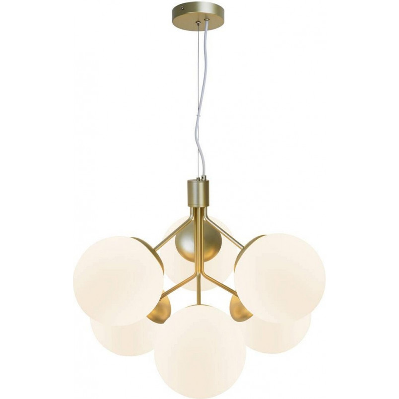 Lampa wisząca Ivona VI - białe szkło, mosiężne akcenty | Nordlux