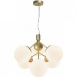 Lampa wisząca Ivona VI - białe szkło, mosiężne akcenty | Nordlux