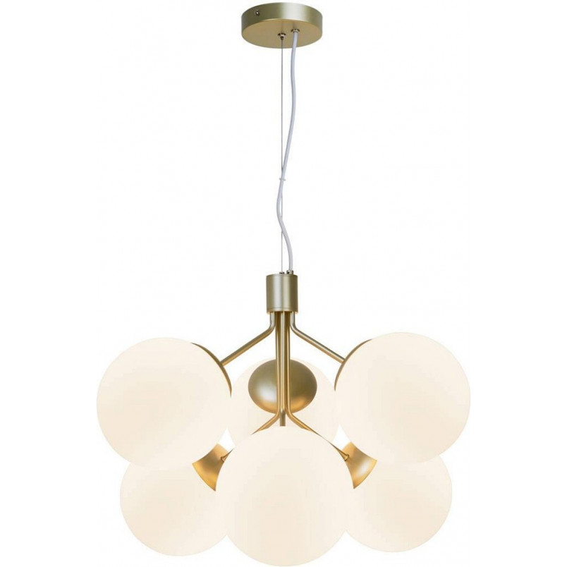 Lampa wisząca Ivona VI - białe szkło, mosiężne akcenty | Nordlux