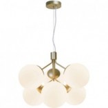 Lampa wisząca Ivona VI - białe szkło, mosiężne akcenty | Nordlux