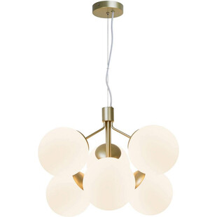 Lampa wisząca Ivona VI - białe szkło, mosiężne akcenty | Nordlux