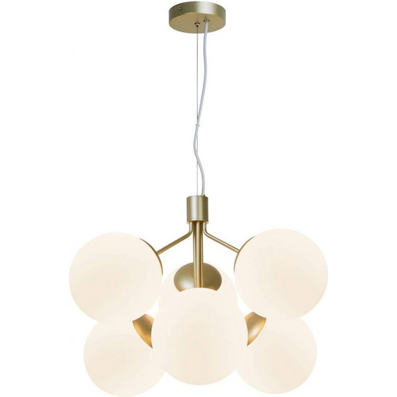 Lampa wisząca Ivona VI - białe szkło, mosiężne akcenty | Nordlux