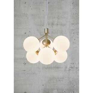 Lampa wisząca Ivona VI - białe szkło, mosiężne akcenty | Nordlux