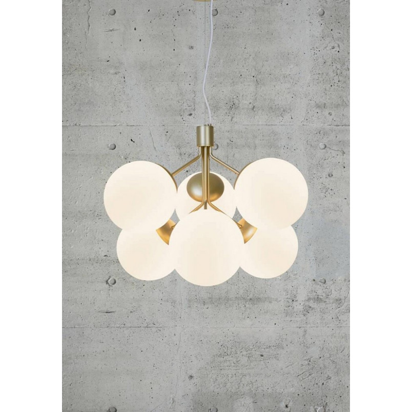 Lampa wisząca Ivona VI - białe szkło, mosiężne akcenty | Nordlux