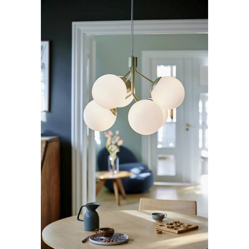 Lampa wisząca Ivona VI - białe szkło, mosiężne akcenty | Nordlux