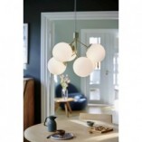 Lampa wisząca Ivona VI - białe szkło, mosiężne akcenty | Nordlux
