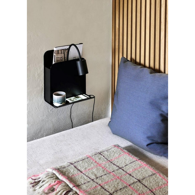 Kinkiet z półką i USB Roomi czarny | Nordlux - Oświetlenie