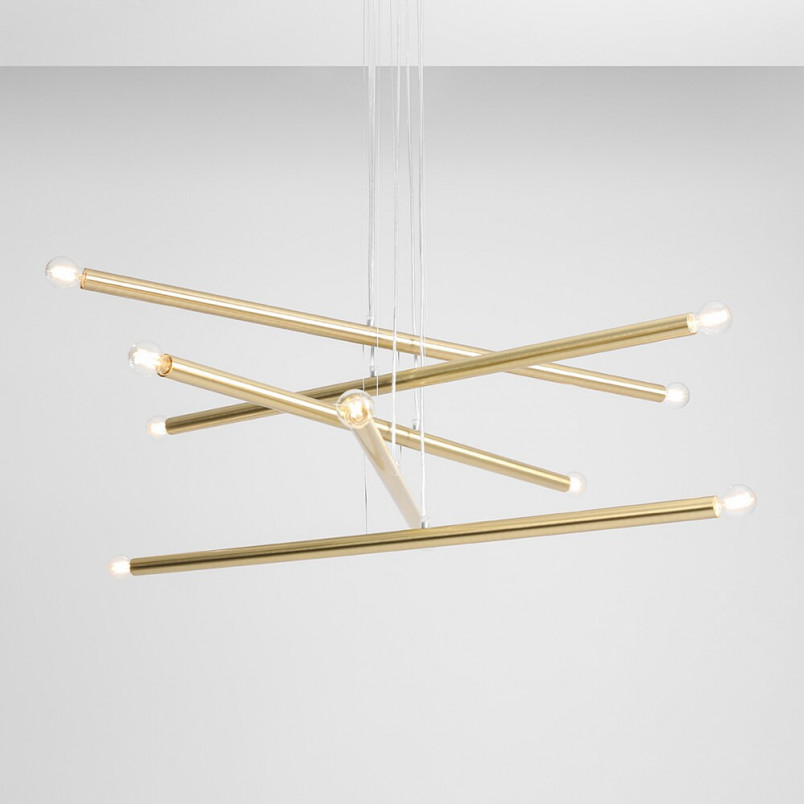 Lampa Glamour Tubo Brass Aldex | Mosiężny Żyrandol 100cm