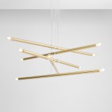 Lampa Glamour Tubo Brass Aldex | Mosiężny Żyrandol 100cm