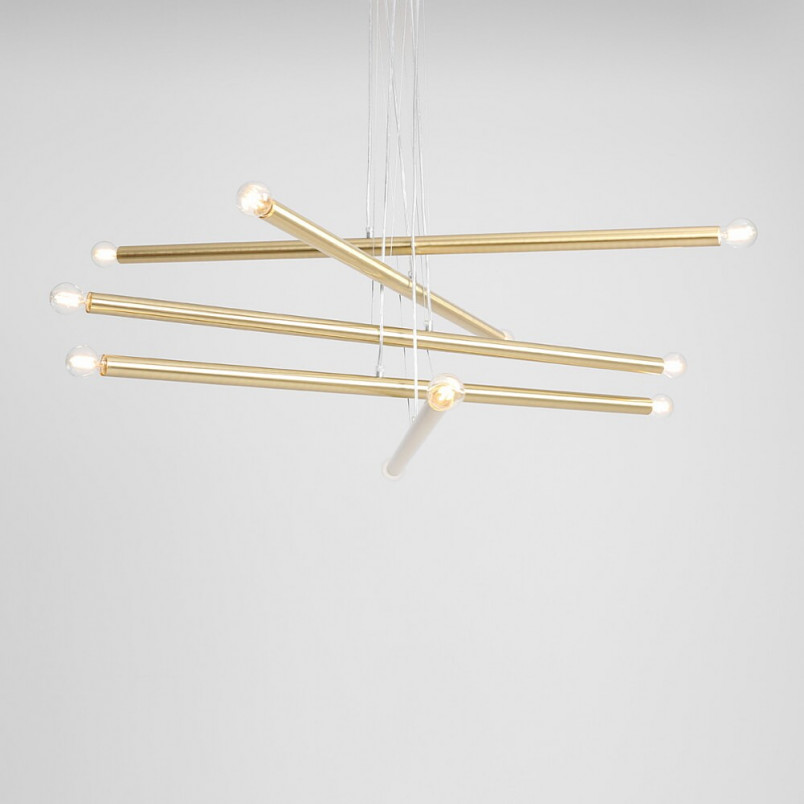 Lampa Glamour Tubo Brass Aldex | Mosiężny Żyrandol 100cm