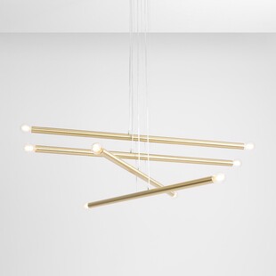 Lampa Glamour Aldex Tubo Brass VIII | Mosiężny Żyrandol 100cm