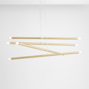 Lampa Glamour Aldex Tubo Brass VIII | Mosiężny Żyrandol 100cm