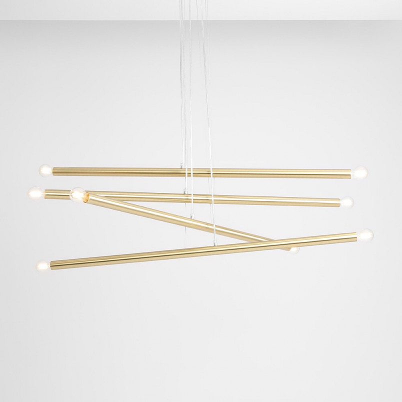 Lampa Glamour Aldex Tubo Brass VIII | Mosiężny Żyrandol 100cm