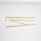 Lampa Glamour Aldex Tubo Brass VIII | Mosiężny Żyrandol 100cm