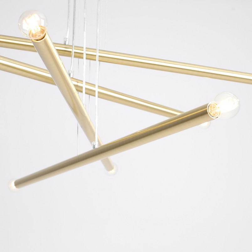 Lampa Glamour Aldex Tubo Brass VIII | Mosiężny Żyrandol 100cm