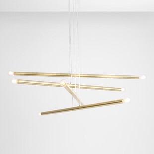 Lampa Glamour Aldex Tubo Brass VIII | Mosiężny Żyrandol 100cm