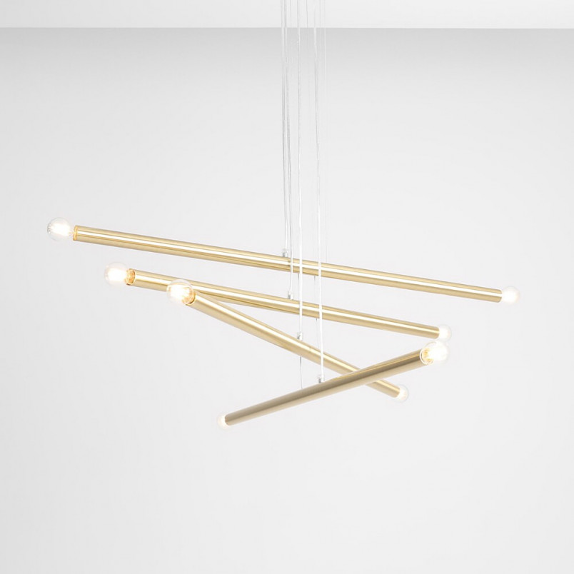 Lampa Glamour Aldex Tubo Brass VIII | Mosiężny Żyrandol 100cm