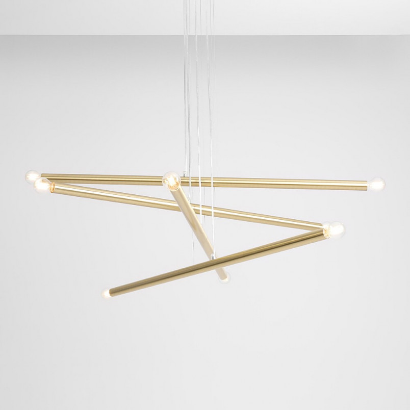 Lampa Glamour Aldex Tubo Brass VIII | Mosiężny Żyrandol 100cm