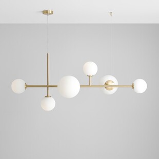 Lampa wisząca szklane kule Dione VI 130cm biało-mosiężna Aldex