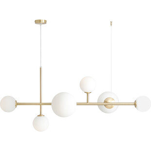 Lampa wisząca szklane kule Dione VI 130cm biało-mosiężna Aldex