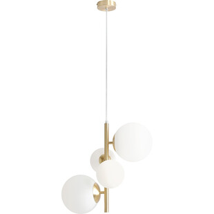 Lampa wisząca 4 szklane kule Bloom 46cm biało-mosiężna Aldex