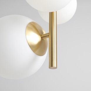 Lampa wisząca 4 szklane kule Bloom 46cm biało-mosiężna Aldex