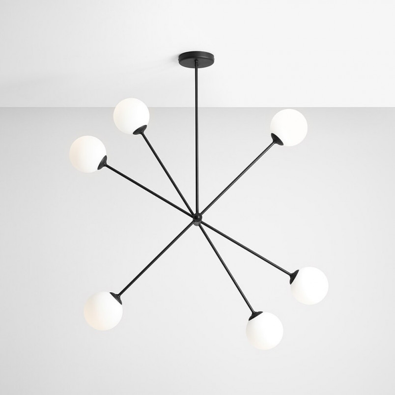 Lampa Sufitowa Ohio VI | Szklane Kule Biało-Czarna | Aldex