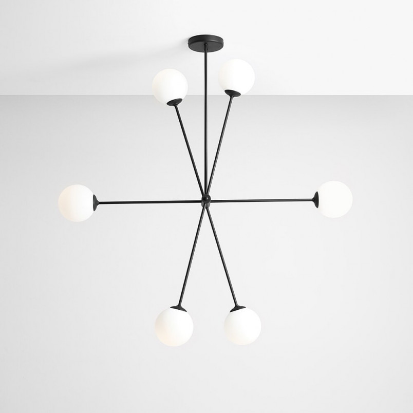 Lampa Sufitowa Ohio VI | Szklane Kule Biało-Czarna | Aldex