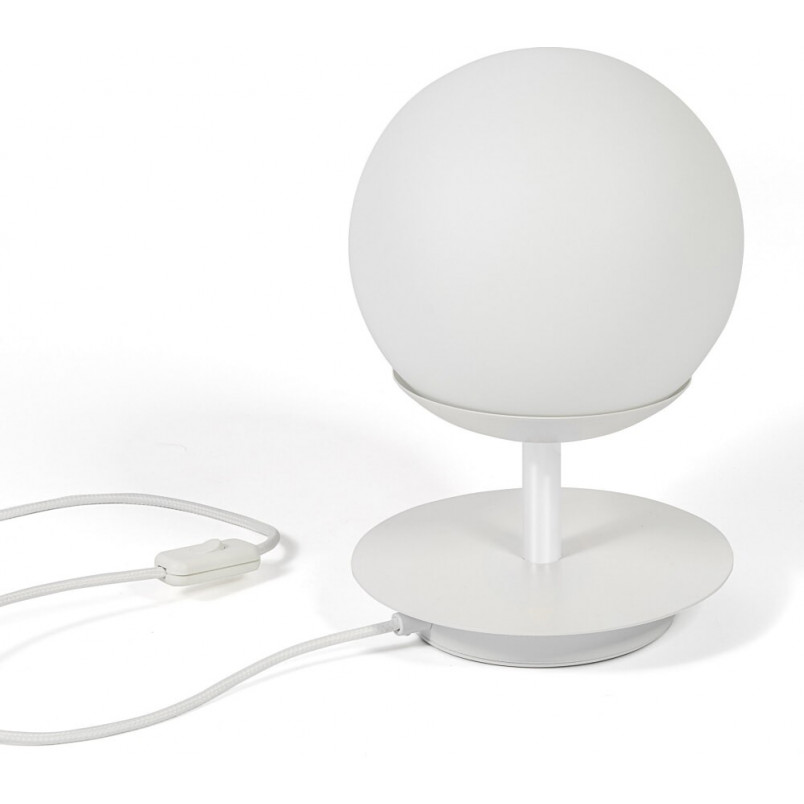 Lampa stołowa szklana kula Plaat biała Ummo - Kup teraz!