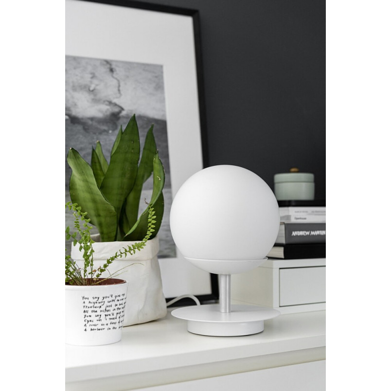 Lampa stołowa szklana kula Plaat biała Ummo - Kup teraz!