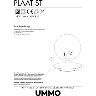 Lampa stołowa szklana kula Plaat biało-mosiężna | Ummo